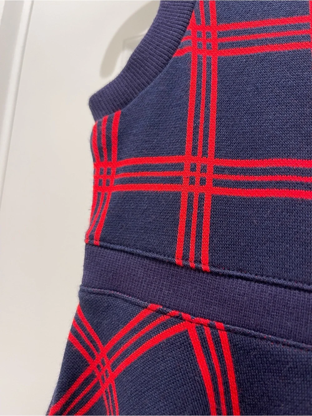 Janie & Jack Jacquard Windowpane Dress NWT Size 3T Plaid Christmas Navy Red